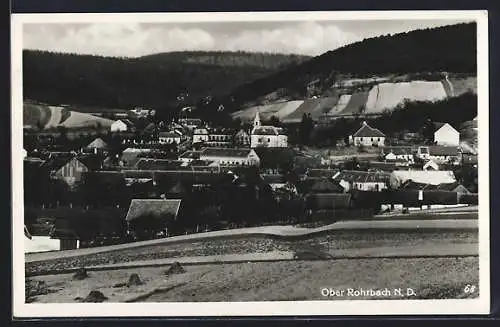 AK Ober Rohrbach /N. D., Teilansicht mit Kirche