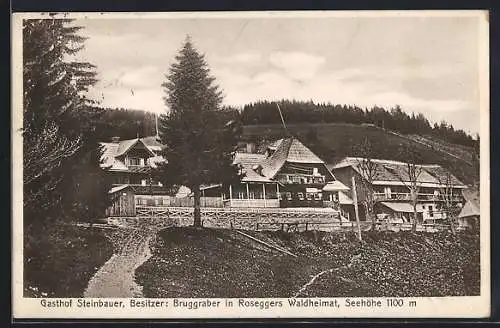 AK Alpl, Franz Bruggraber v. Steinbauers GAsthaus zur Rosegger`s Waldheimat