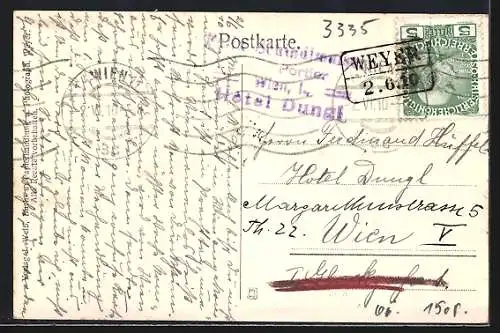 AK Weyer a. Enns, Hotel Bachbauer mit Strasse aus der Vogelschau