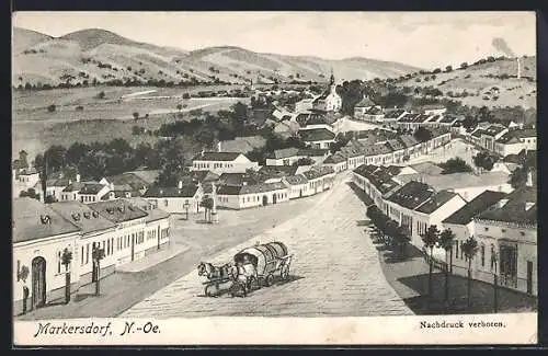 AK Markersdorf /N.-Oe., Ortsansicht mit Hauptstrasse und Umgebung aus der Vogelschau