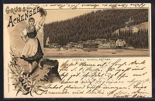 Lithographie Achenkirch, Hotel Scholastika am Achensee