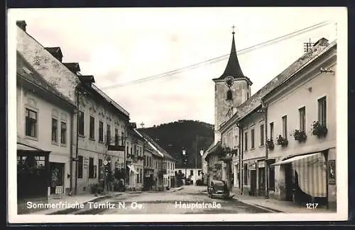 AK Türnitz, Hauptstrasse mit Kirchturm