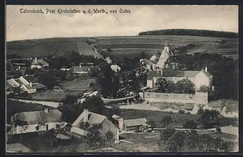 AK Kirchstetten /N.-Oe., Totzenbach mit Kirche von Osten