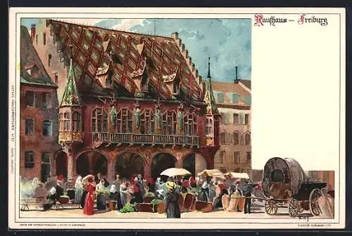 Künstler-AK Heinrich Kley: Freiburg, Markttreiben am Kaufhaus