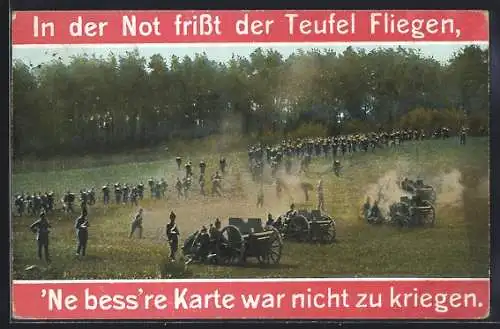 AK In der Not frisst der Teufel Fliegen..., Artillerie im Feld, Scherz