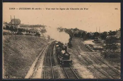 AK Juziers, Vue sur la ligne et Chemin de Fer