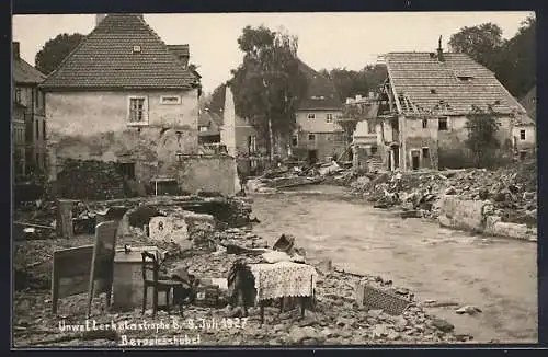 AK Berggiesshübel, Schäden nach dem Unwetter im Juli 1927