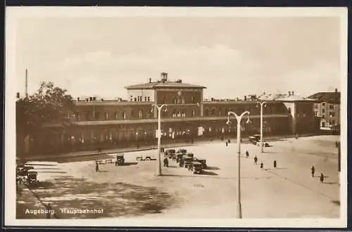 AK Augsburg, Blick zum Hauptbahnhof