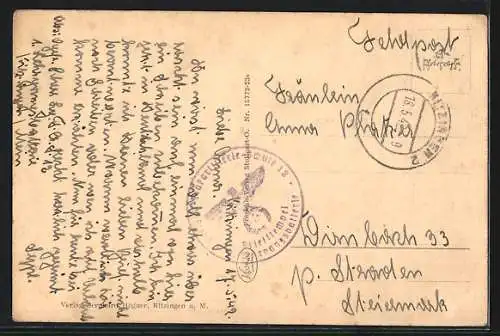 AK Kitzingen, Partie beim Falterturm mit Falterstrasse