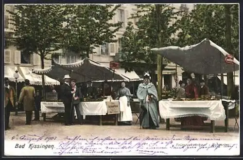 AK Bad Kissingen, Frühstückverkauf i. Kurgarten