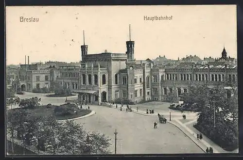 AK Breslau, Blick zum Hauptbahnhof