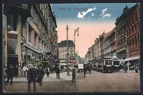 AK Wien, Alserstrasse mit Strassenbahn