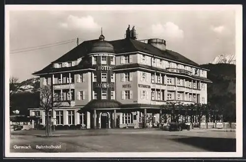 AK Garmisch, Blick auf das Bahnhofhotel