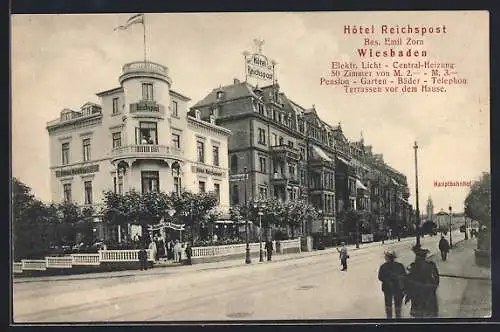 AK Wiesbaden, Hotel Reichspost, Bes. Emil Zorn