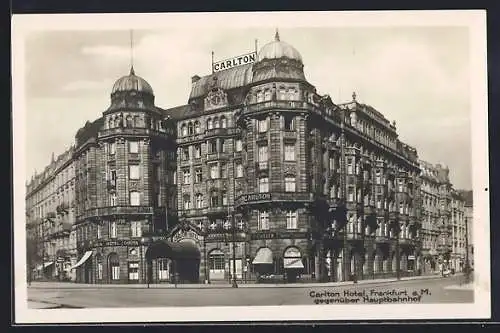 AK Frankfurt /Main, Carlton Hotel gegenüber dem Hauptbahnhof