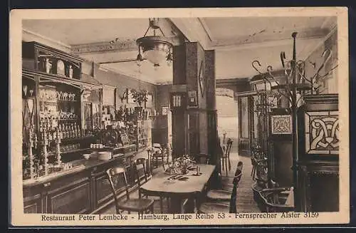 AK Hamburg-St.Georg, Restaurant Peter Lembcke, Lange Reihe 53