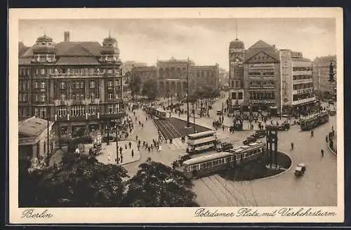 AK Berlin-Tiergarten, Potsdamer Platz mit Verkehrsturm