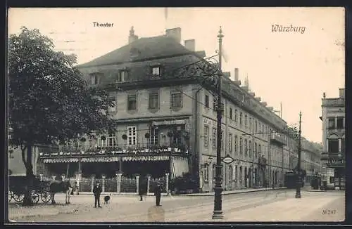 AK Würzburg, Strassenpartie mit Theater