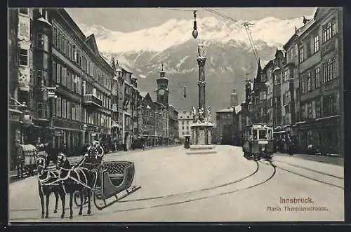 AK Innsbruck, Maria-Theresienstrasse und Strassenbahn