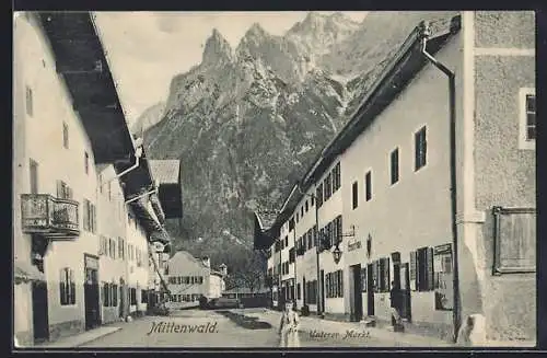 AK Mittenwald, Unterer Markt, Strassenpartie