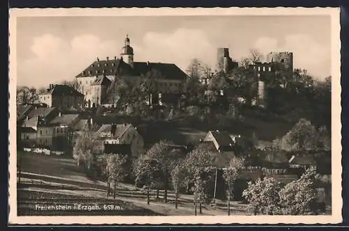 AK Frauenstein / Erzgebirge, Partie am Schloss und Burg