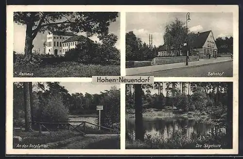 AK Hohen-Neuendorf / Brandenburg, Rathaus, An den Rotpfuhlen, Die Sägekute, Bahnhof