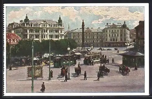 AK Graz, Jacomini-Platz, Strassenbahn