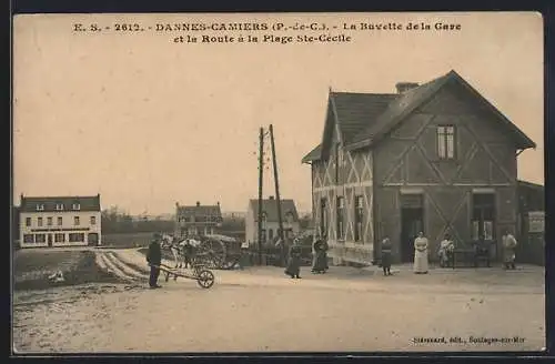 AK Dannes-Camiers, la Buvette de la Gare et la Route a la Plage Ste-Cecile