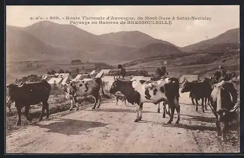 AK Bressouleille, Route Thermale d`Auvergne du Mont Dore a Saint-Nectaire, Paysage au Hameau