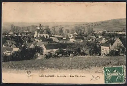 AK Les Siéges /Yonne, Vue Générale