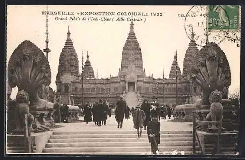 AK Marseille, Exposition Coloniale 1922, Grand Palaes de l`Indo-Chine