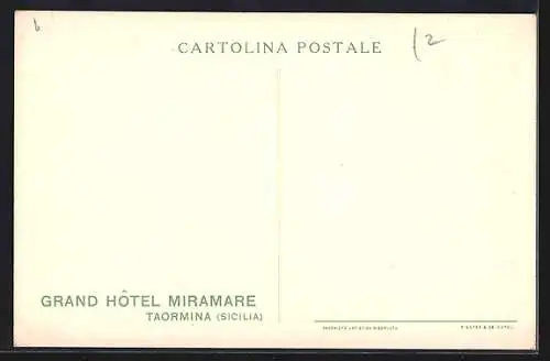 Künstler-AK Taormina, Grand Hotel Miramare