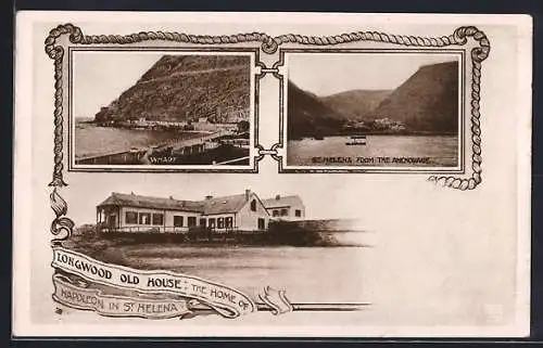 AK St. Helena, Logwood Old House: The home of Napoleon, Wharf, Panorama from the Anchorage