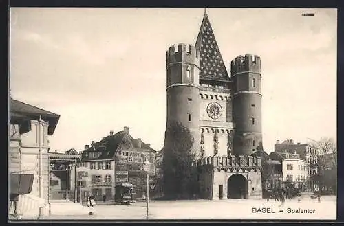 AK Basel, Strassenbahn am Spalentor