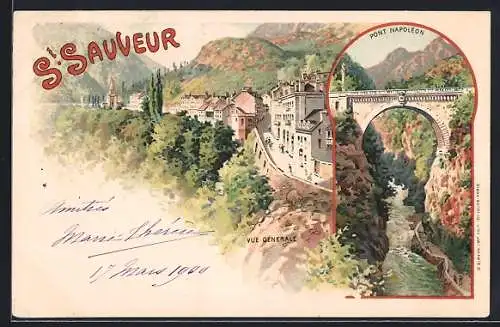 Lithographie St. Sauveur, Vue Générale, Pont Napoléon