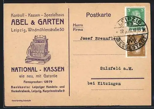 AK Leipzig, Kontrollkassen-Spezialhaus Abel & Garten, Registerkasse, Windmühlenstrasse 50