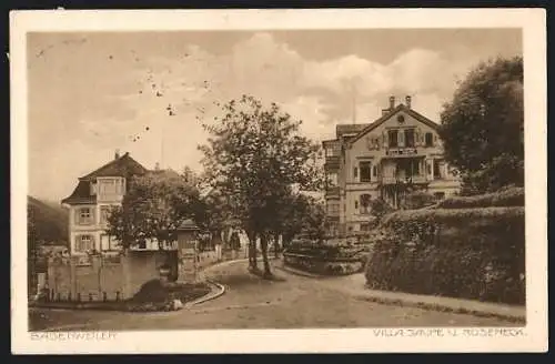 AK Badenweiler, Villa Saupe und Roseneck