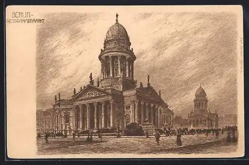 Künstler-AK Berlin, Französischer Dom am Gendarmenmarkt