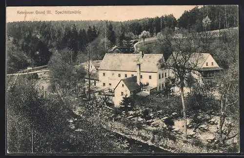 AK Rabenau / Sachsen, Gasthof Spechtritzmühle aus der Vogelschau