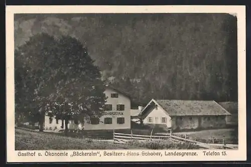 AK Bäckeralm, Gasthaus zur Bäckeralm, Grenze