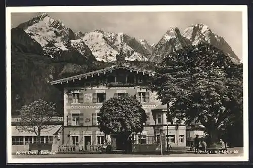 AK Garmisch, Blick auf das Hotel Post