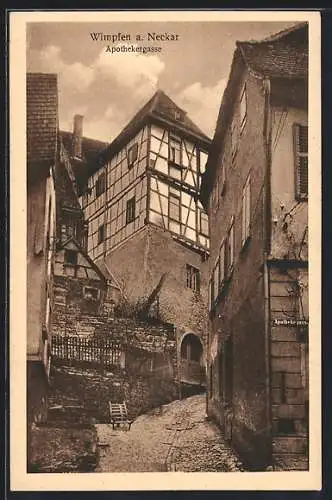 AK Wimpfen a. Neckar, Strasse Apothekergasse mit Fachwerkhaus