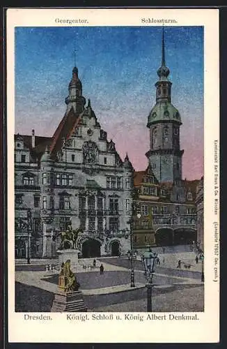 Luna-AK Dresden, Königliches Schloss und König Albert Denkmal