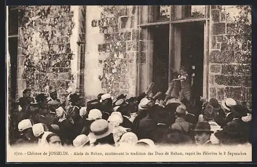 AK Josselin, Alain de Rohan recoit les pèlerins au château le 8 septembre