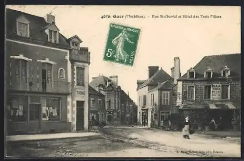 AK Guer, Rue St-Gurval et Hôtel des Trois Piliers