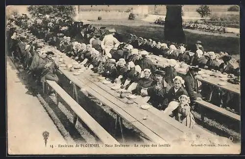 AK Ploërmel, Noce Bretonne, Le repas des invités