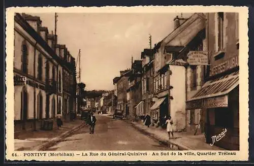 AK Pontivy, La Rue du Général-Quinivet au sud de la ville, Quartier Tréleau