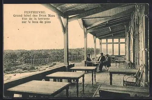 AK Penthièvre, Grand Hôtel des Deux Mers, vue de la terrasse sur le bois de pins