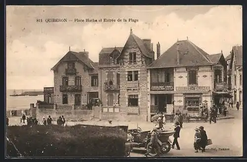 AK Quiberon, Place Hoche et Entrée de la Plage