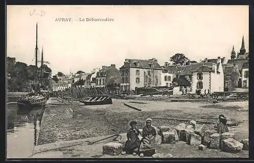 AK Auray, Le Débarcadère et vue sur les bateaux au port